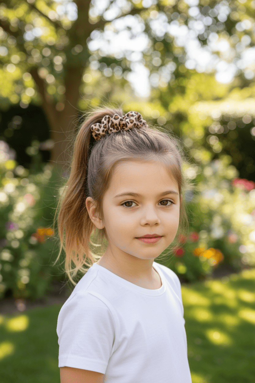 Chouchou en tissu côtelé léopard, accessoire cheveux
