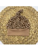 Bonnet à nœud bébé en tissu côtelé léopard
