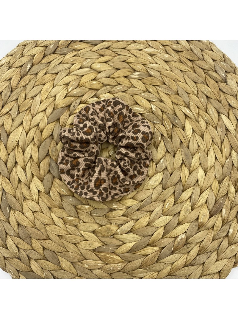 Chouchou en tissu côtelé léopard, accessoire cheveux