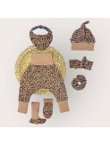 Chouchou en tissu côtelé léopard, accessoire cheveux