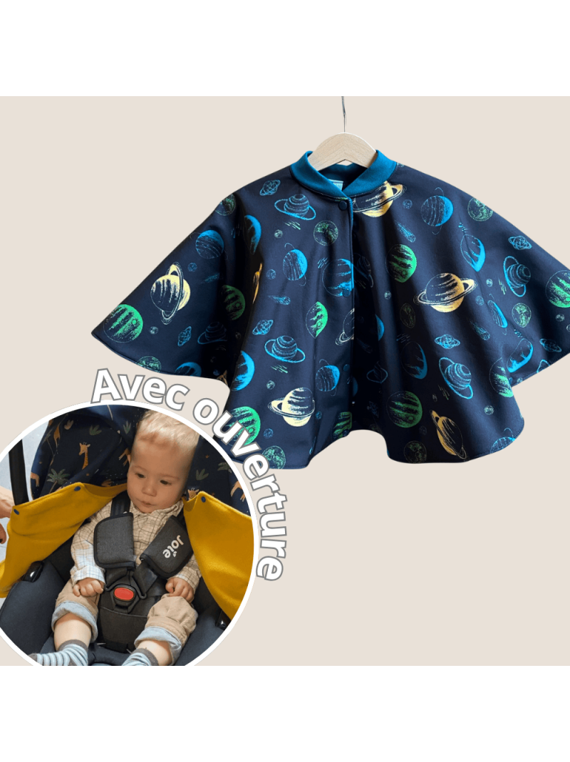 Poncho de voiture pour bébé, sécurisé et confortable. Made in France.