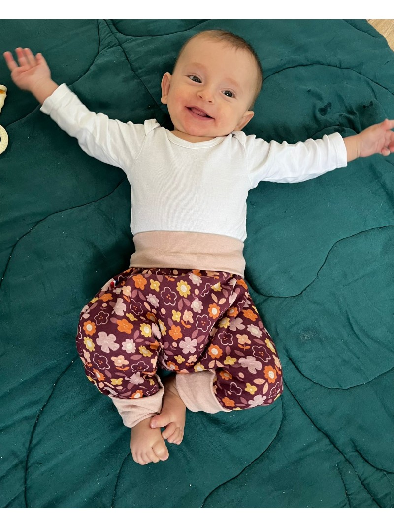 Sarouel évolutif, pantalon bébé fabriqué à la main