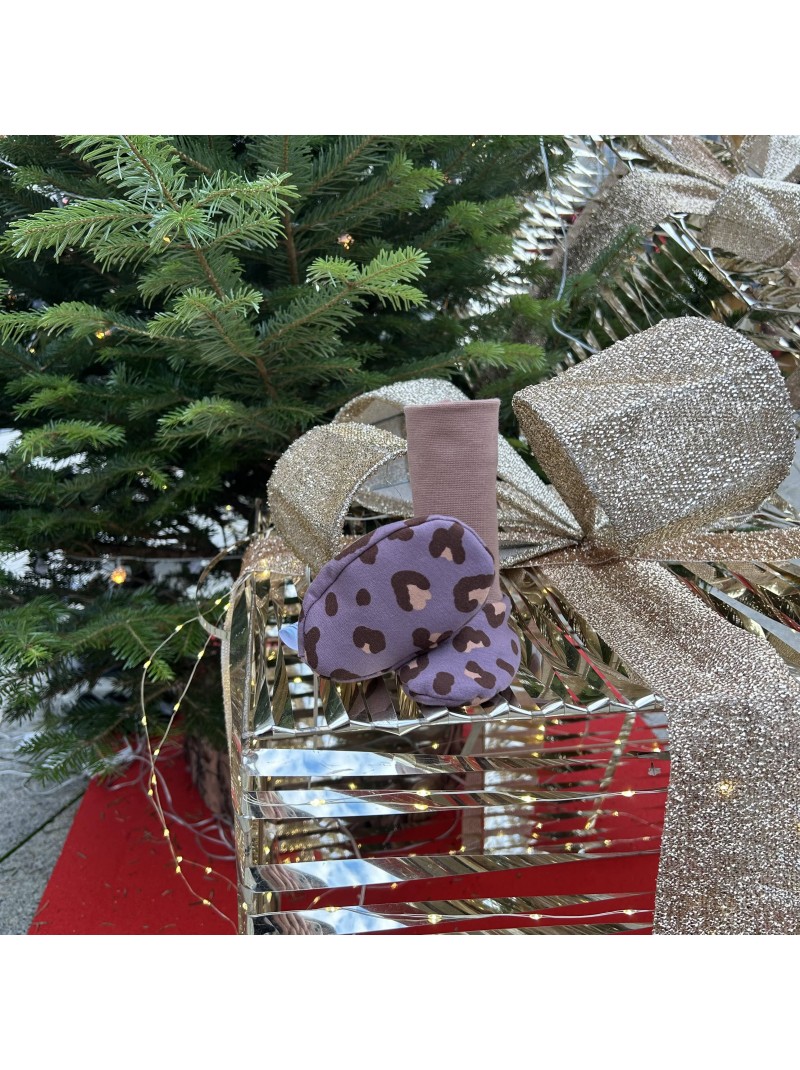 Chaussons de portage bébé en tissu côtelé léopard