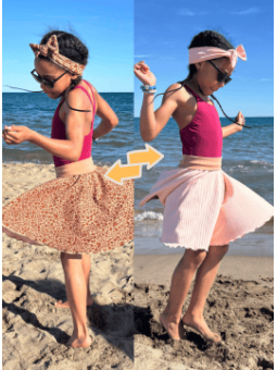 Jupe réversible fille made in France