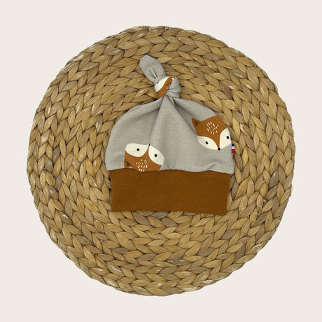 Bonnet bébé évolutif avec nœud, fabriqué en France