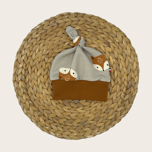 Bonnet bébé évolutif avec nœud, fabriqué en France