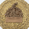 Bonnet à nœud bébé en tissu côtelé léopard