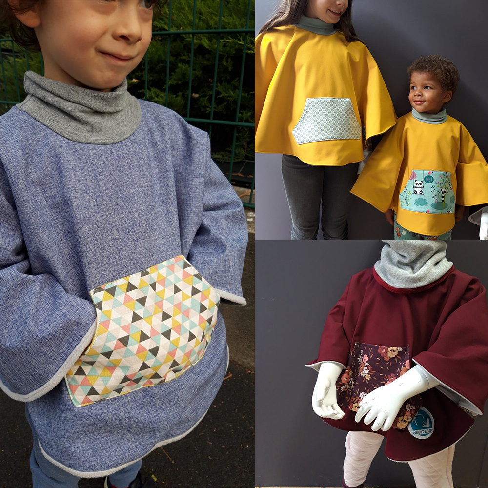 poncho chaud enfant avec grande poche ventrale