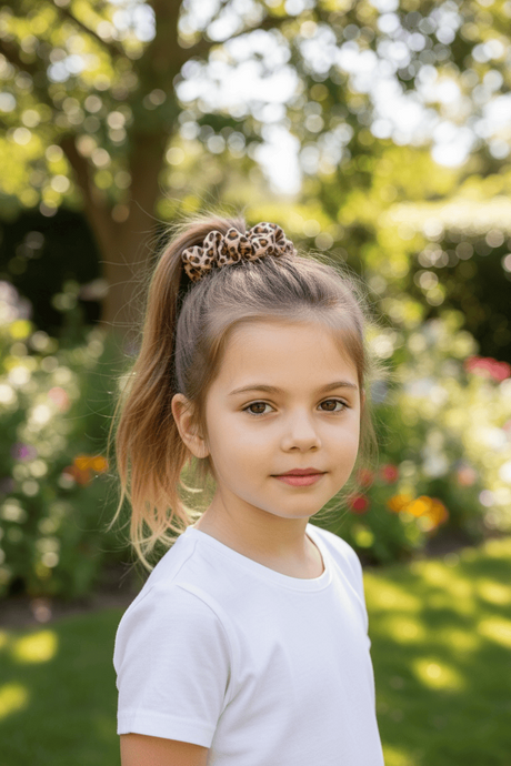 Chouchou en tissu côtelé léopard, accessoire cheveux