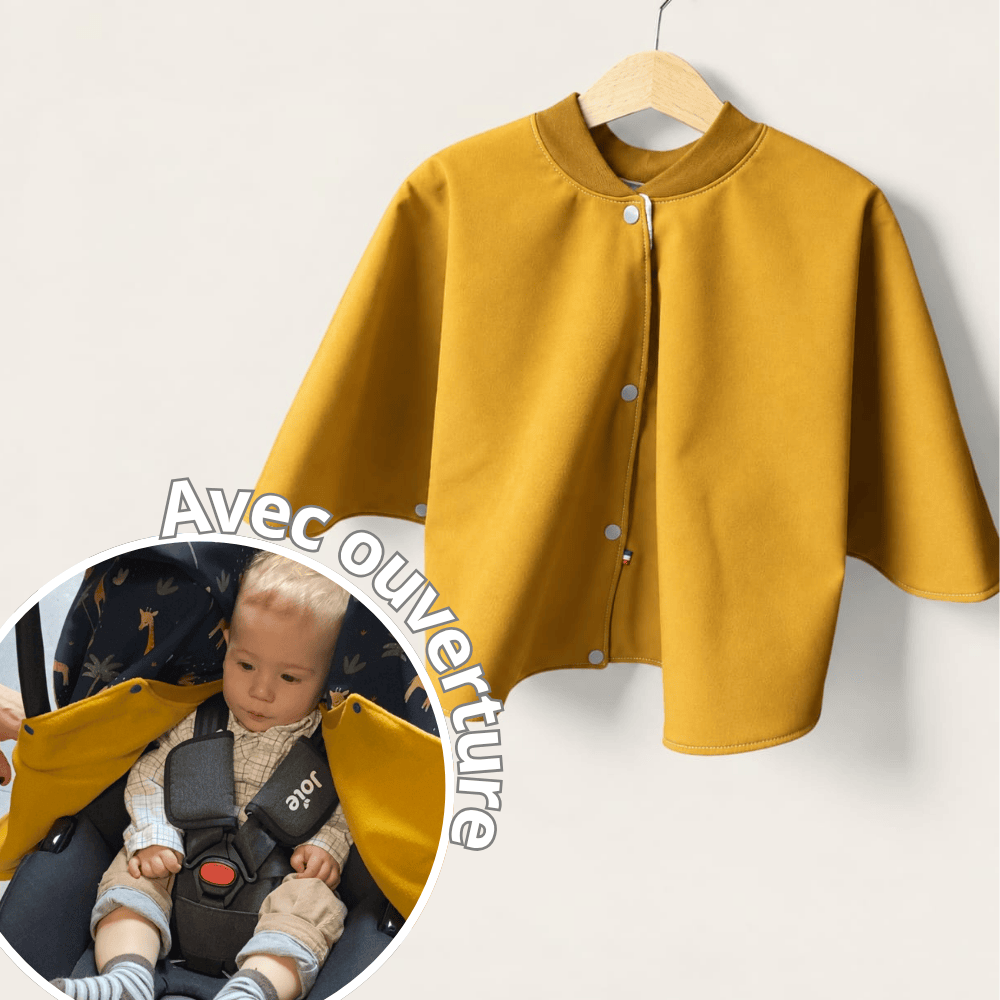 Poncho avec ouverture spécial voiture approuvé par Sécurange - Moutarde
