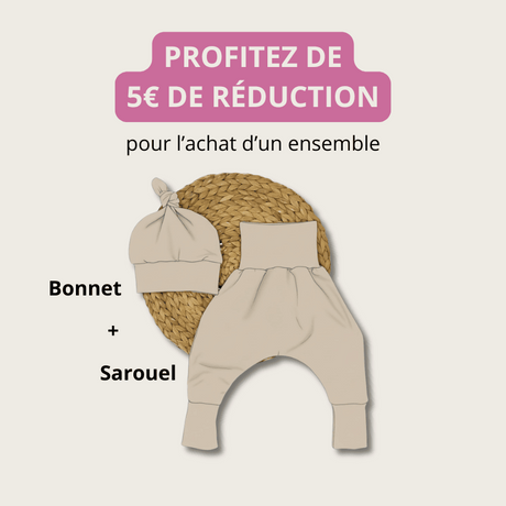 Sarouel mi-saison fait en France, avec le bonnet