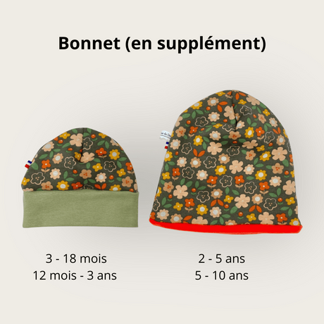 Bonnet hiver bébé en tissu molleton doux