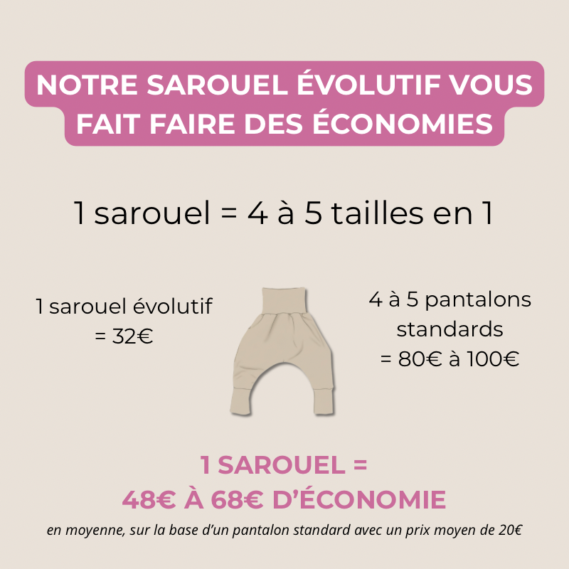 Sarouel évolutif qui grandit avec l'enfant/bébé